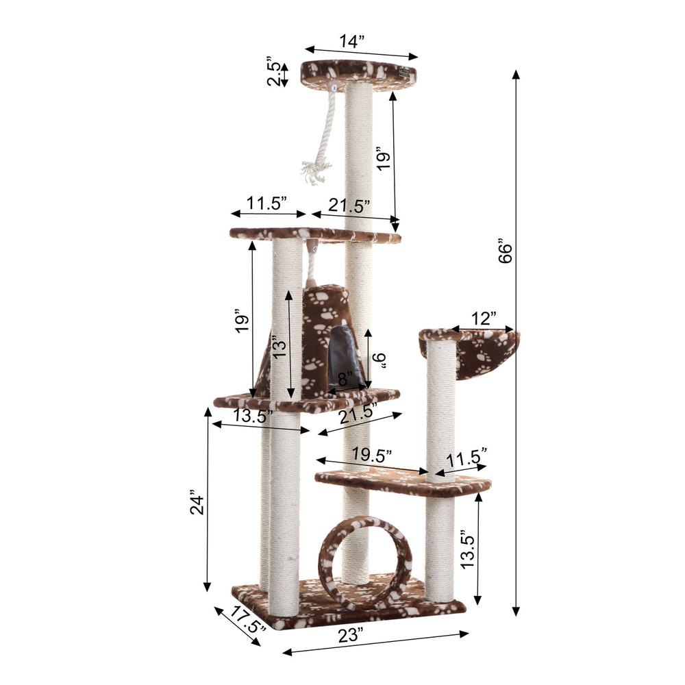 Real Wood Cat Tree Hammock Bed With Natural Sisal Post For Cats And Kittens