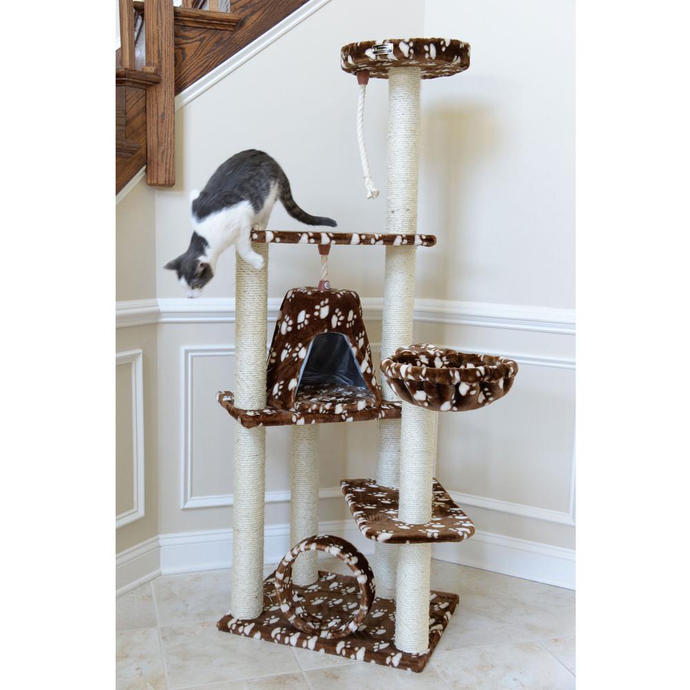 Real Wood Cat Tree Hammock Bed With Natural Sisal Post For Cats And Kittens