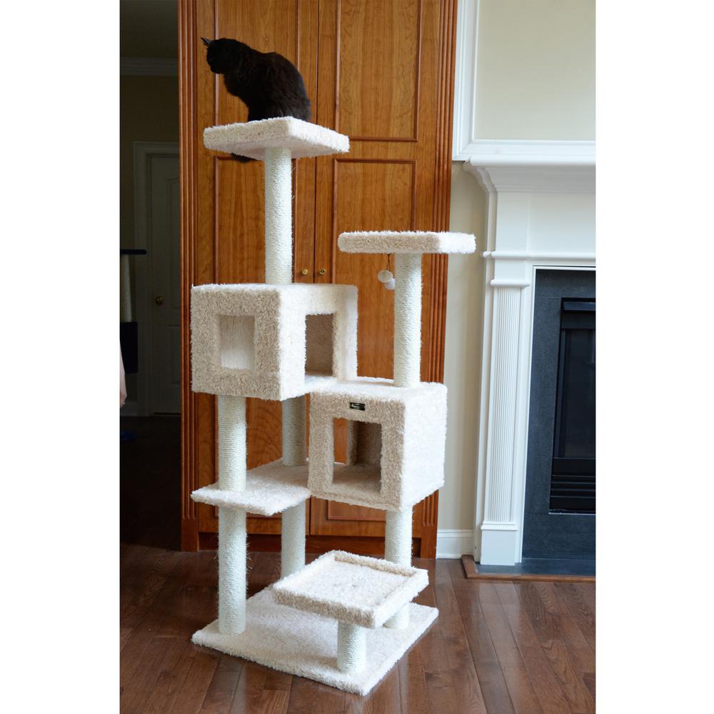 Multi-Level Real Wood Cat Tree With Two Spacious Condos