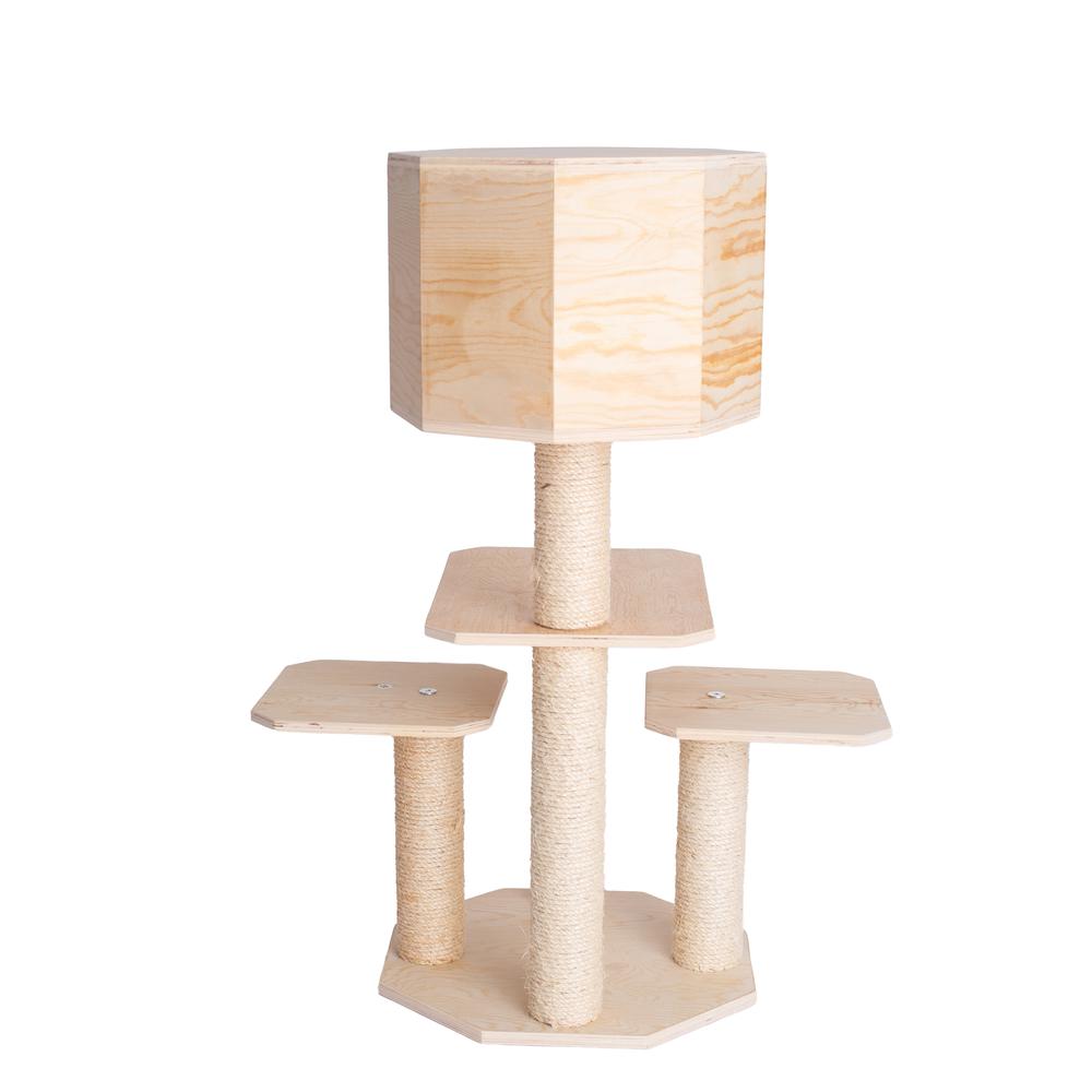 Real Wood Premium Scots Pine, Solid Wood Cat Tree, 46" Tall