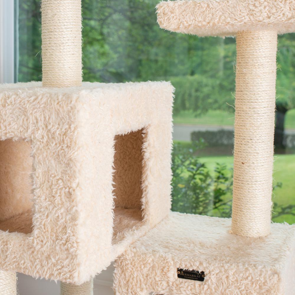Multi-Level Real Wood Cat Tree With Two Spacious Condos