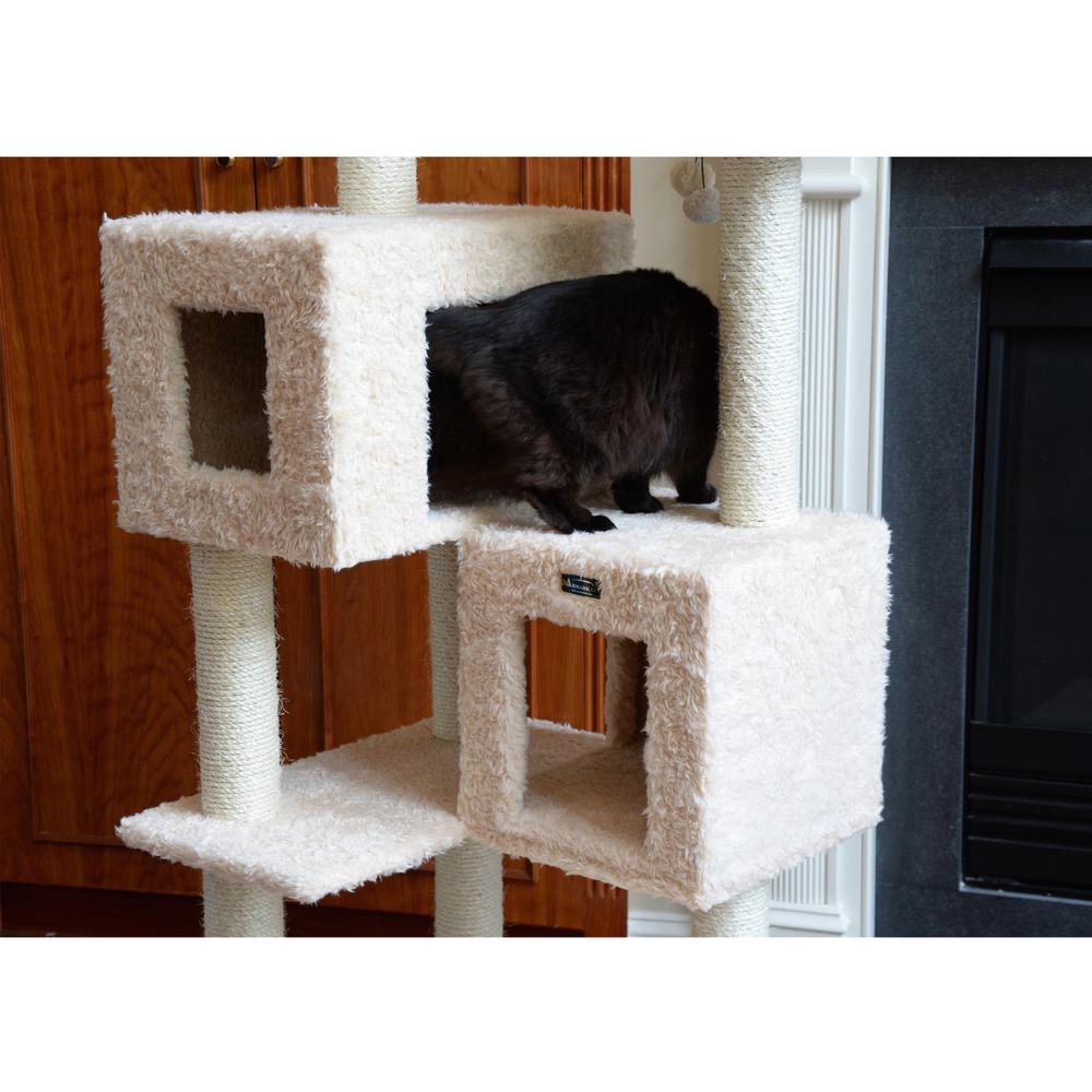 Multi-Level Real Wood Cat Tree With Two Spacious Condos