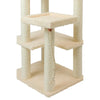 Real Wood Cat Tower, Ultra Thick Faux Fur Covered Cat Condo House, Beige