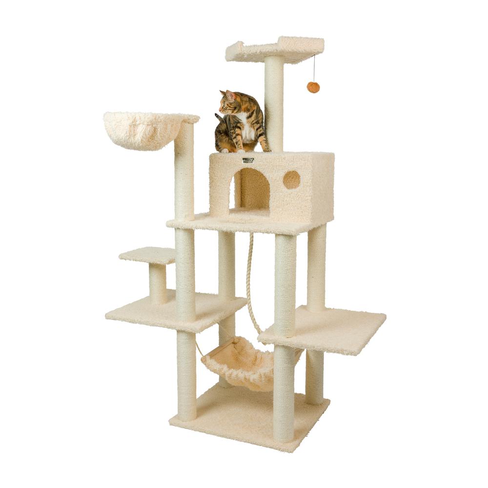 Mult -Level Real Wood Cat Tree Hammock Bed, Climbing Center For Cats And Kittens