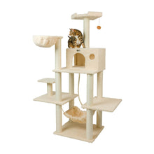 Mult -Level Real Wood Cat Tree Hammock Bed, Climbing Center For Cats And Kittens