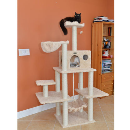 Mult -Level Real Wood Cat Tree Hammock Bed, Climbing Center For Cats And Kittens