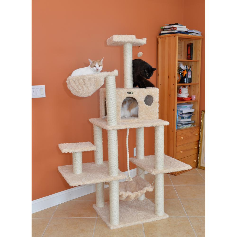 Mult -Level Real Wood Cat Tree Hammock Bed, Climbing Center For Cats And Kittens
