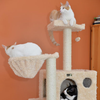 Mult -Level Real Wood Cat Tree Hammock Bed, Climbing Center For Cats And Kittens