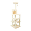 Real Wood Cat Tower, Ultra Thick Faux Fur Covered Cat Condo House, Beige