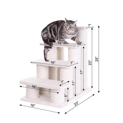 4 Steps Real Wood Ramp For Dogs, Cats, Cat Step Stairs Ramp