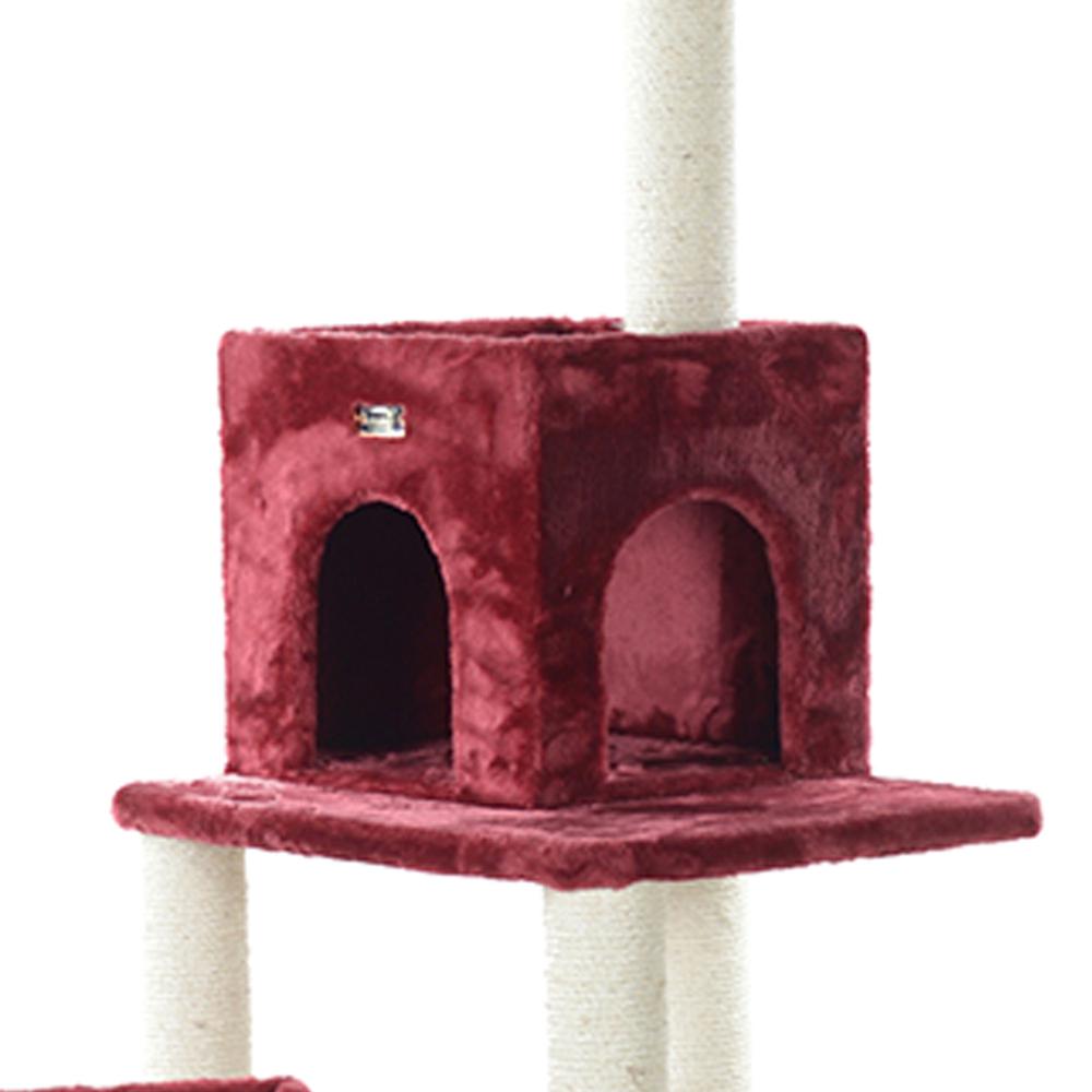 Real Wood Cat Tower, Ultra Thick Faux Fur Covered Cat Condo House, Beige