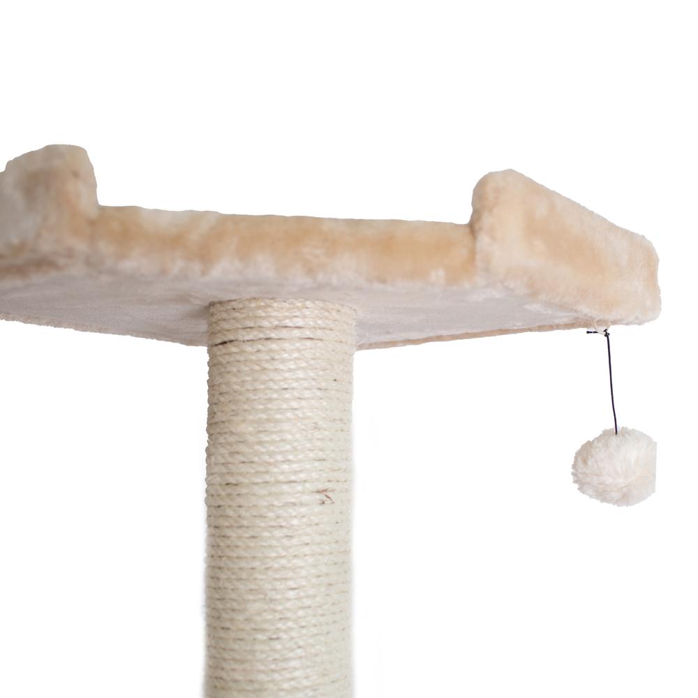 72" Beige Real Wood Cat Tree With Spacious Condo, Sratching Post