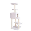 Ivory 57" High Real Wood Cat Tree, Fleece Covered Cat Climber