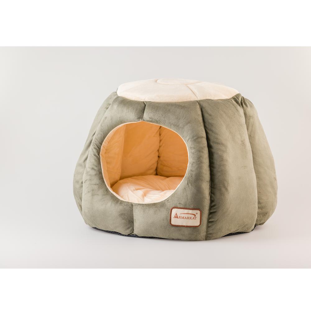 Cat Bed, Laurel Green And Beige