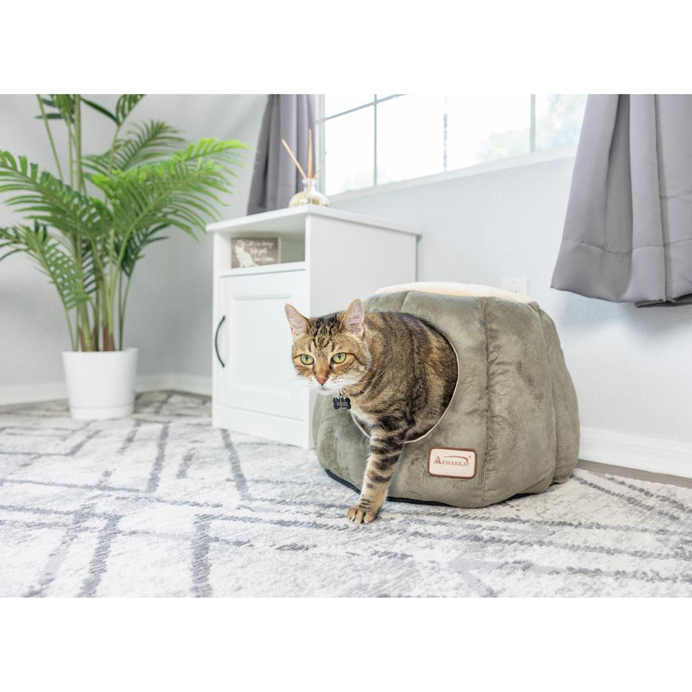 Cat Bed, Laurel Green And Beige