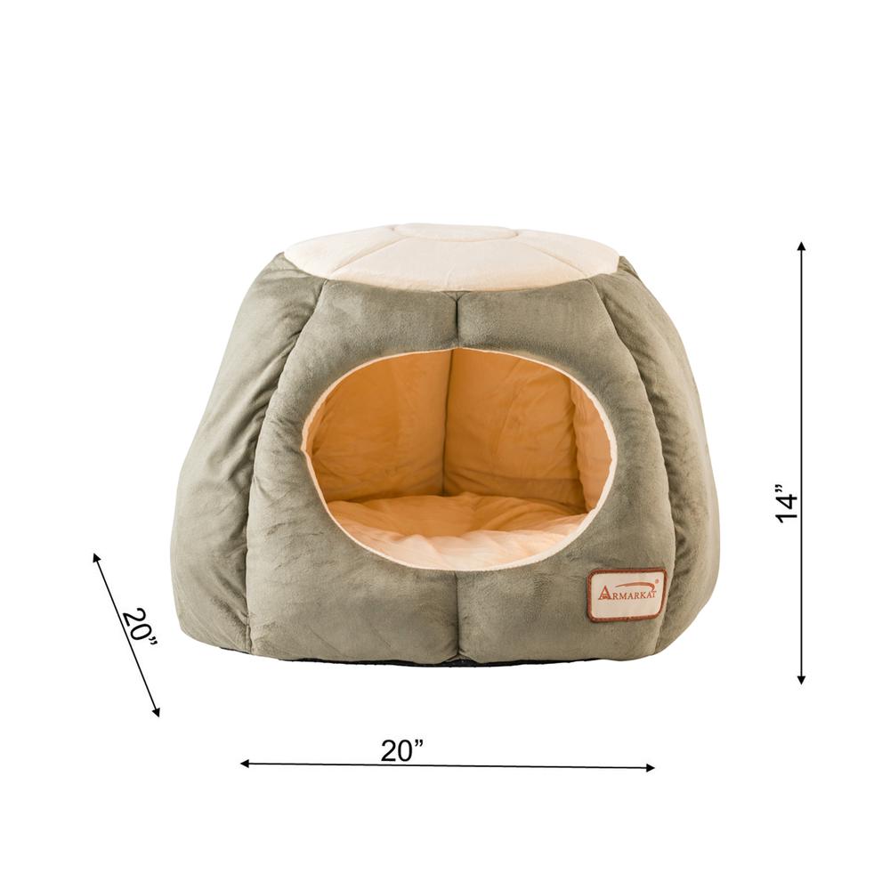 Cat Bed, Laurel Green And Beige