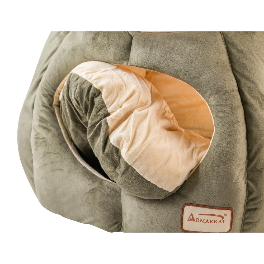 Cat Bed, Laurel Green And Beige