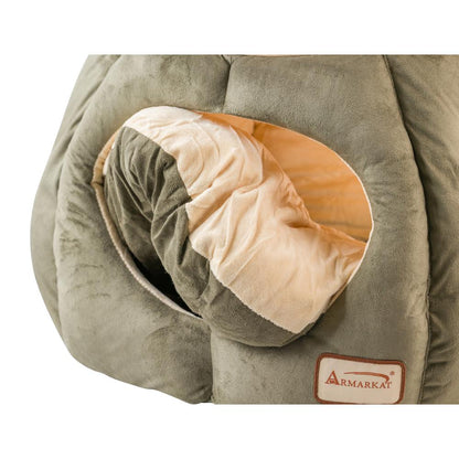 Cat Bed, Laurel Green And Beige