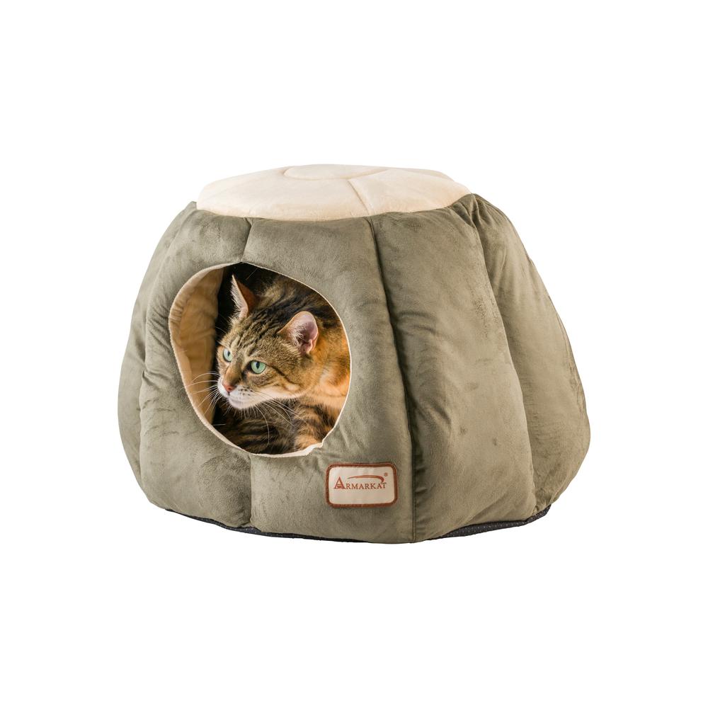 Cat Bed, Laurel Green And Beige