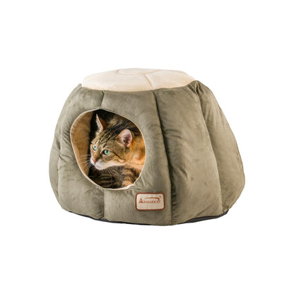 Cat Bed, Laurel Green And Beige