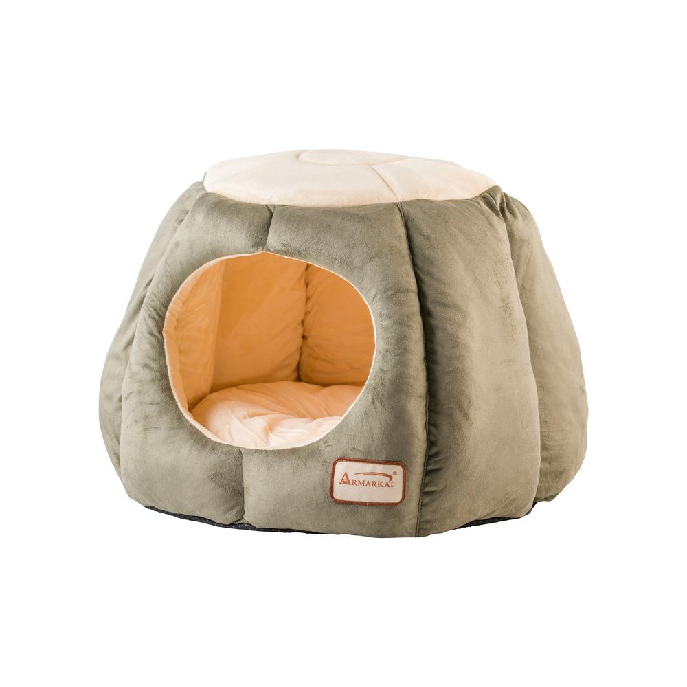 Cat Bed, Laurel Green And Beige
