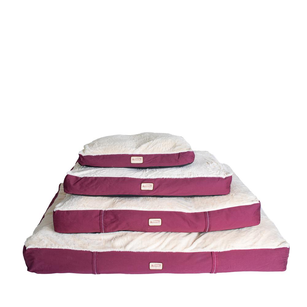 Double Extra Large Pet Bed Mat With Poly Fill Cushion, In Ivory & Burgundy