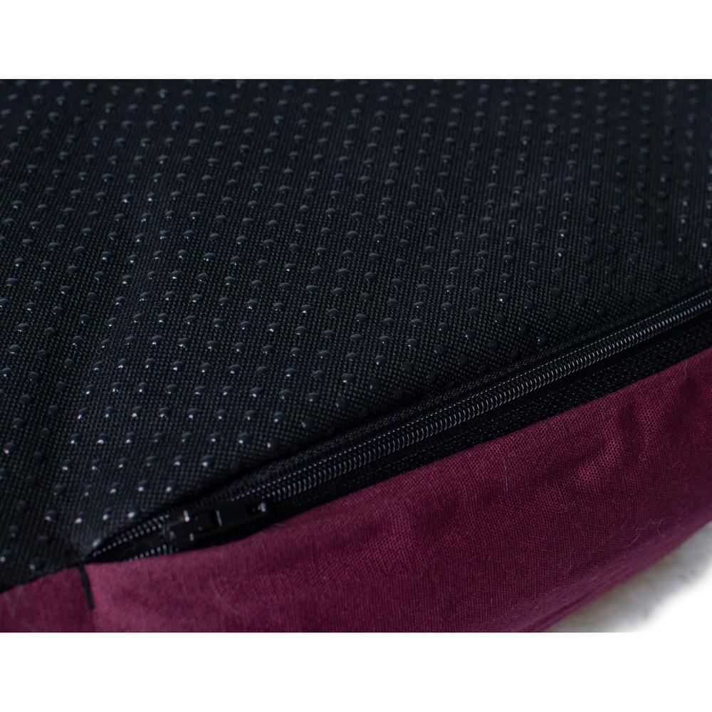 Double Extra Large Pet Bed Mat With Poly Fill Cushion, In Ivory & Burgundy