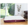 Double Extra Large Pet Bed Mat With Poly Fill Cushion, In Ivory & Burgundy