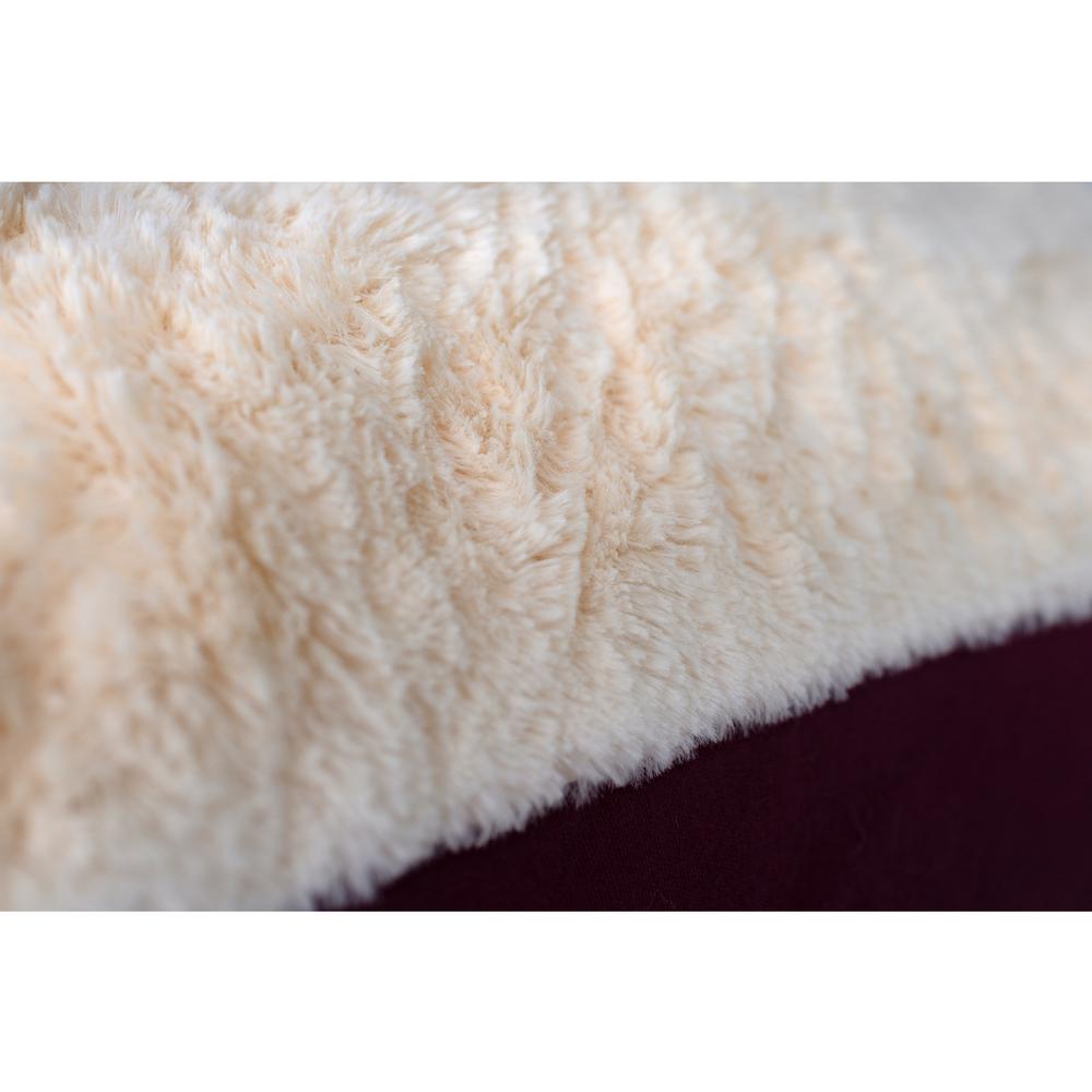 Double Extra Large Pet Bed Mat With Poly Fill Cushion, In Ivory & Burgundy