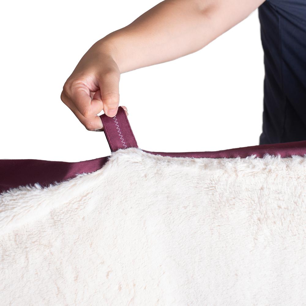 Double Extra Large Pet Bed Mat With Poly Fill Cushion, In Ivory & Burgundy