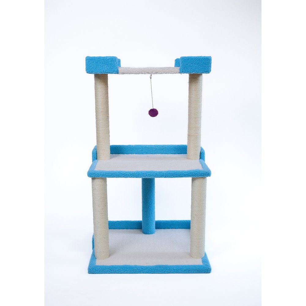 Cat Tree for Large Cats: 41" Real Wood Tower with Scratching Posts And Perches