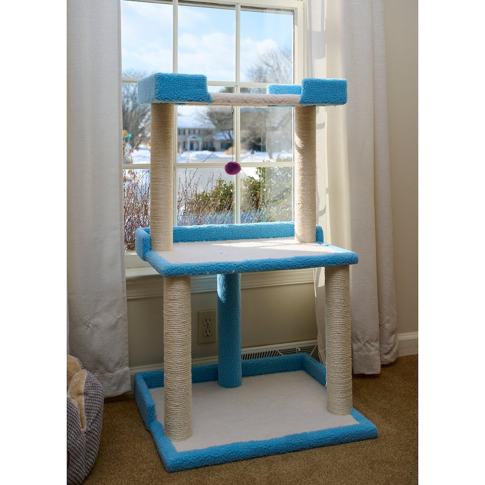 Cat Tree for Large Cats: 41" Real Wood Tower with Scratching Posts And Perches