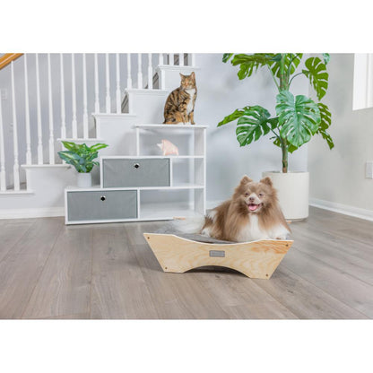 3-Tier Real Wood Cat Condo With Sisal Scratching Post 39 Height Beige