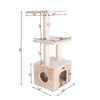 3-Tier Real Wood Cat Condo With Sisal Scratching Post 39 Height Beige