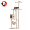 70" Real Wood Cat Furniture,Ultra Thick Faux Fur Covered Cat Condo House, Beige