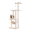 70" Real Wood Cat Furniture,Ultra Thick Faux Fur Covered Cat Condo House, Beige