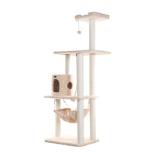 70" Real Wood Cat Furniture,Ultra Thick Faux Fur Covered Cat Condo House, Beige