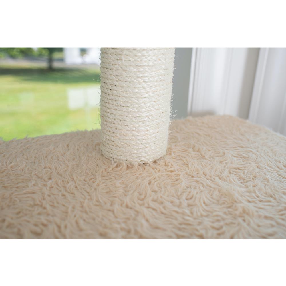 70" Real Wood Cat Furniture,Ultra Thick Faux Fur Covered Cat Condo House, Beige