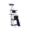 71" Navy Real Wood Cat Climbing Tower, Cat Scratching Furniture