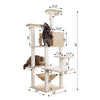 72" Beige Real Wood Cat Tree With Spacious Condo, Sratching Post