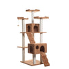 74" Multi-Level Real Wood Cat Tree Large With Sratchhing Posts,Ochre Brown