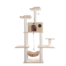 72" Beige Real Wood Cat Tree With Spacious Condo, Sratching Post