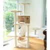 72" Beige Real Wood Cat Tree With Spacious Condo, Sratching Post