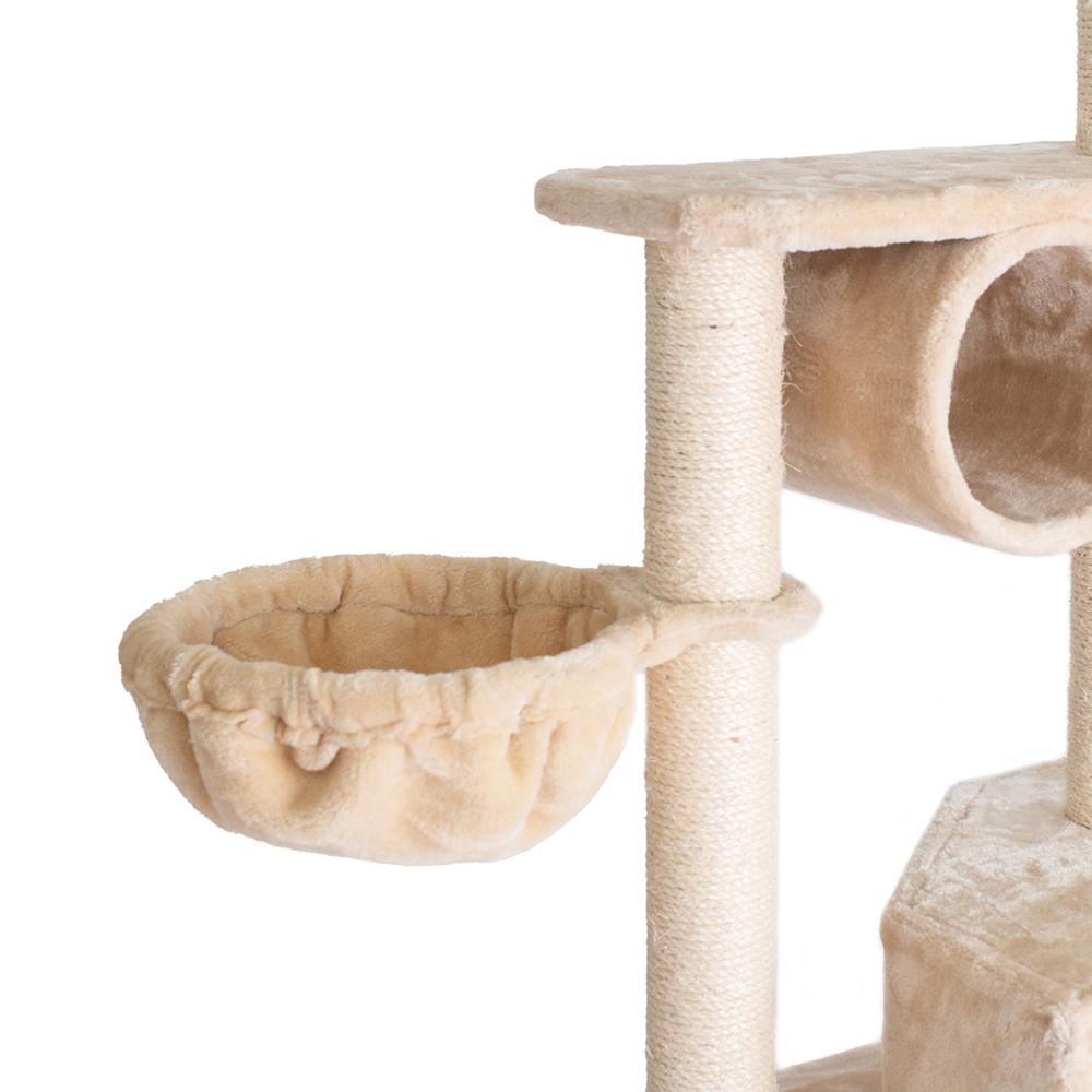 72" H Pet Real Wood Cat Tower, Tower Entertainment Furniture, Basket, Perch