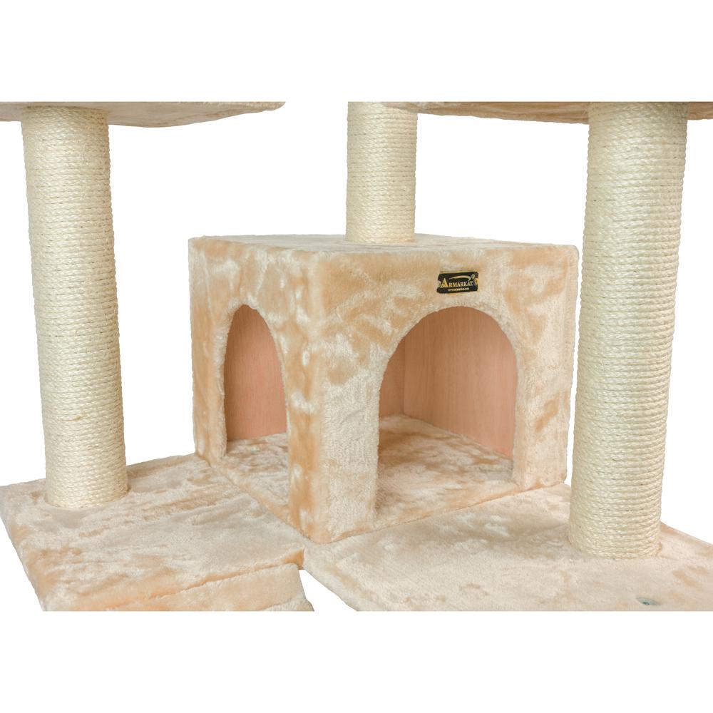 74" Multi-Level Real Wood Cat Tree Large With Sratchhing Posts, Beige