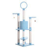 65-Inch Classic Real Wood Cat Tree In Sky Blue, Five Levels