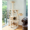 72" H Pet Real Wood Cat Tower, Tower Entertainment Furniture, Basket, Perch