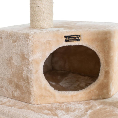 72" H Pet Real Wood Cat Tower, Tower Entertainment Furniture, Basket, Perch