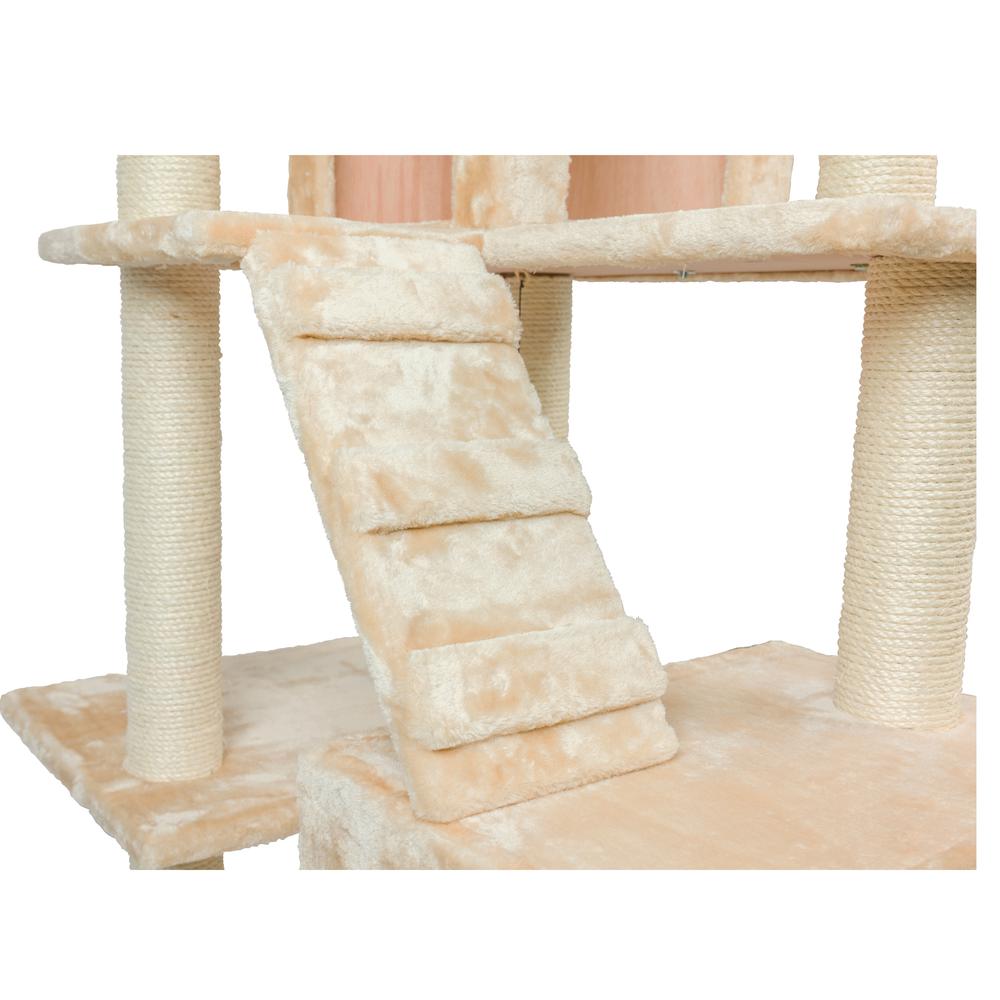 74" Multi-Level Real Wood Cat Tree Large With Sratchhing Posts, Beige
