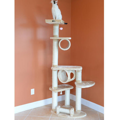 74 " H Press Wood Real Wood Cat Tree With Cured Sisal Posts For Scratching